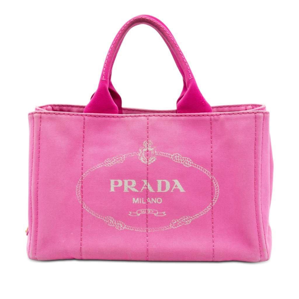 Prada Canvas Canapa Logo Satchel Pink Canvas Very good - Front View