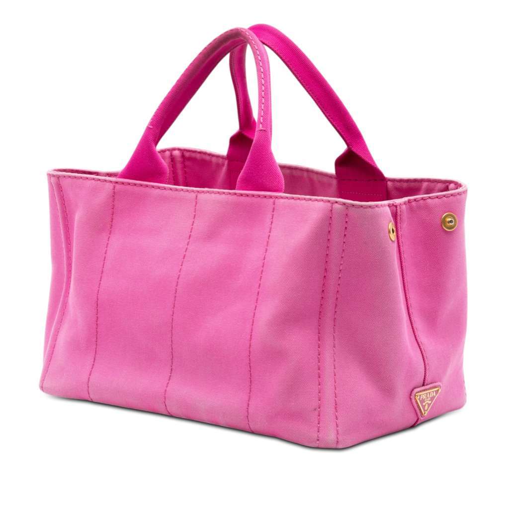 Prada Canvas Canapa Logo Satchel Pink Canvas Very good - Back View