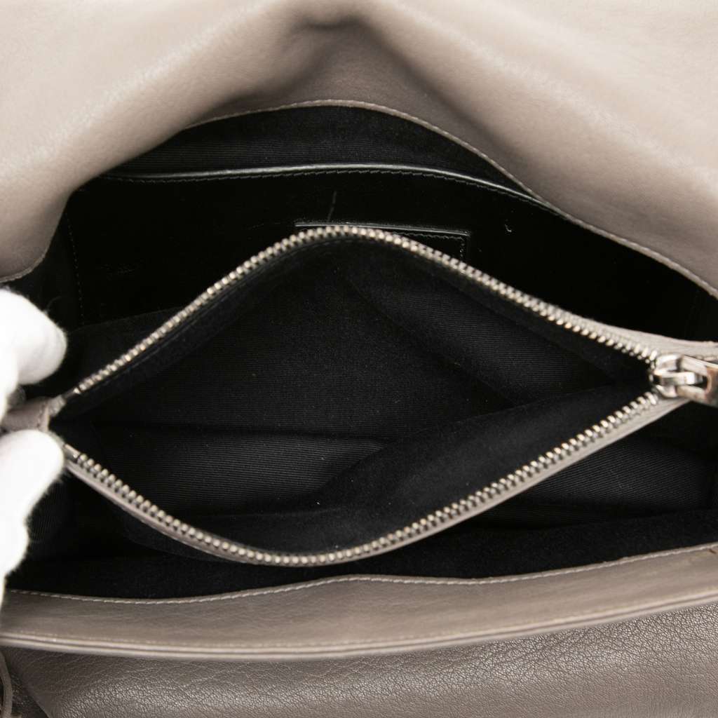 Saint Laurent Medium Grain De Poudre West Hollywood Crossbody Grey Leather Very good condition - Model View