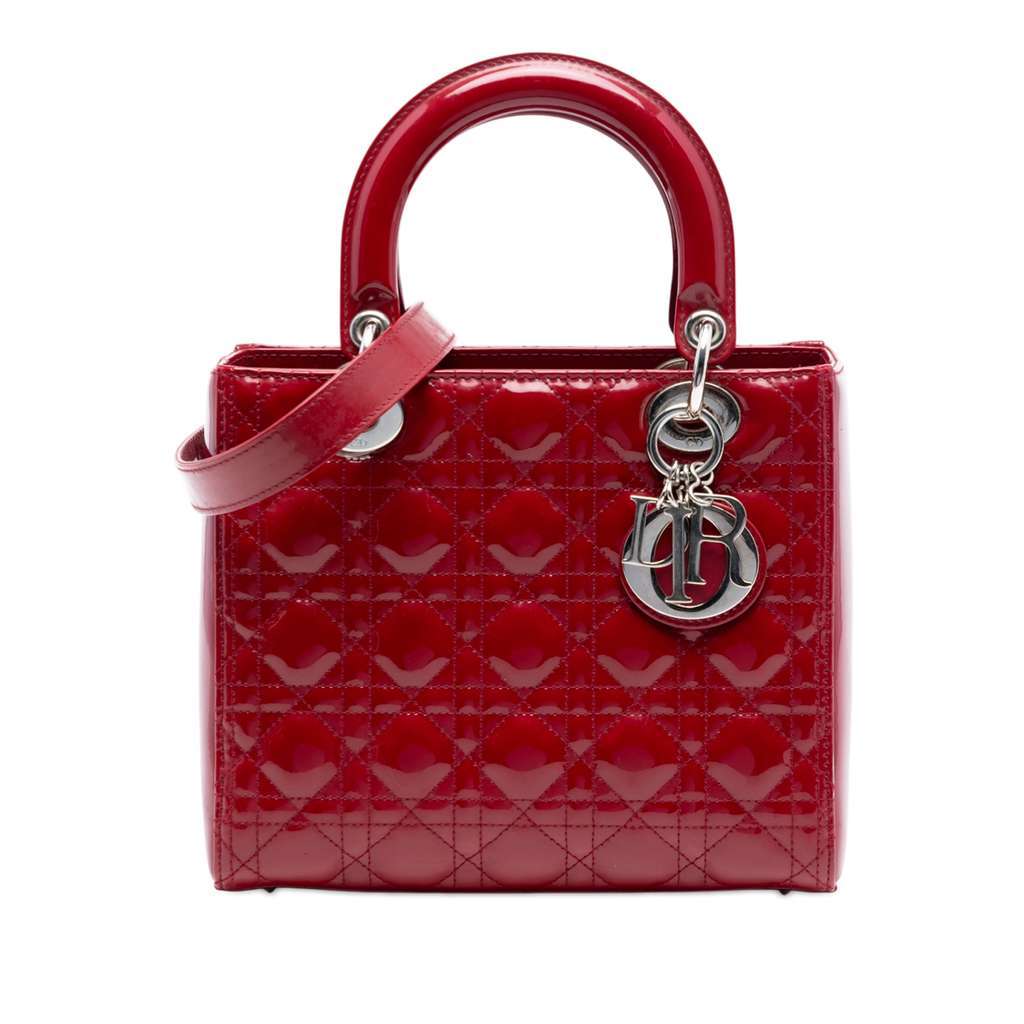 Dior Medium Patent Cannage Lady Dior Red Leather Very good - Front View