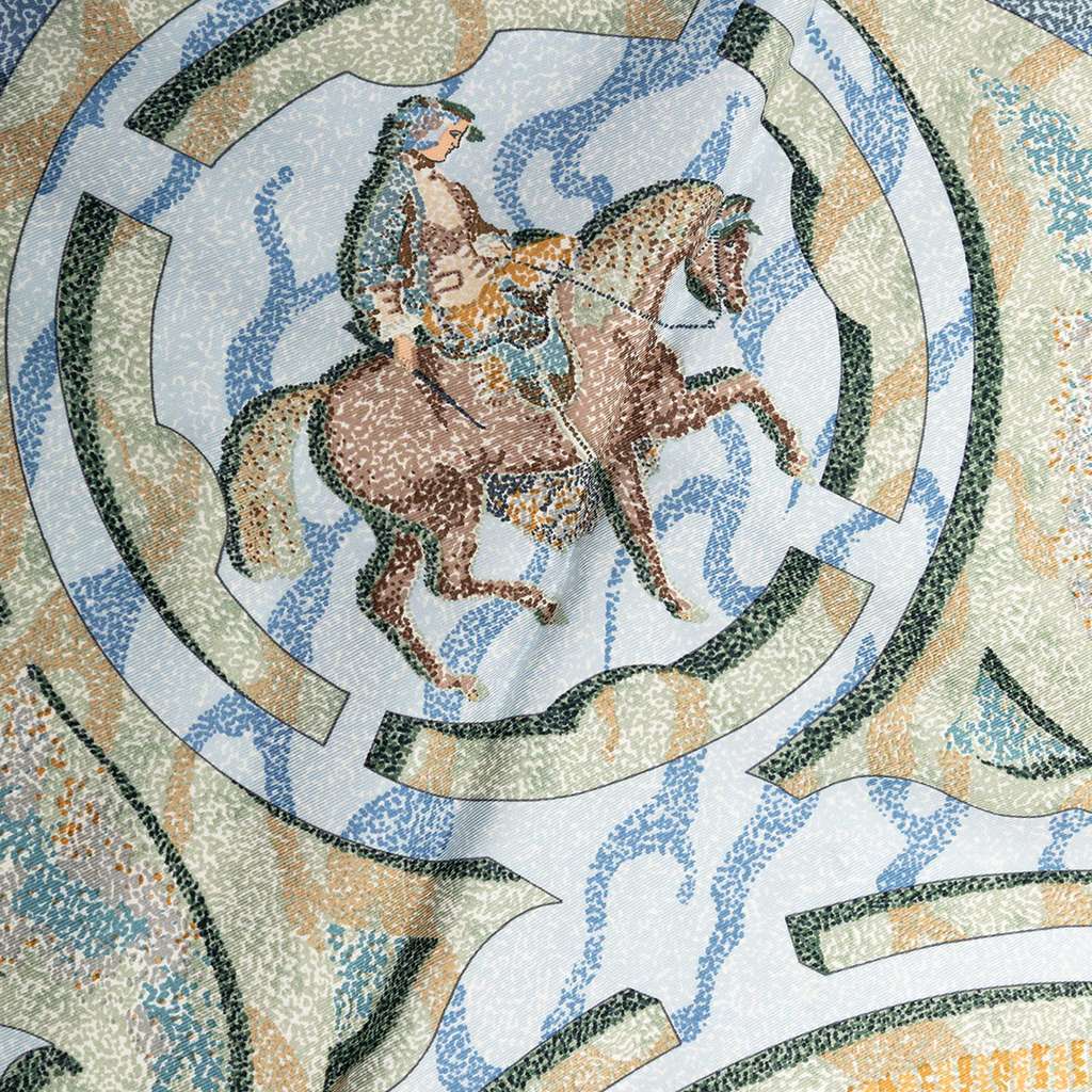 Hermès Alfred De Dreux Peintre du Cheval Silk Scarf Blue Silk Very good - Box View