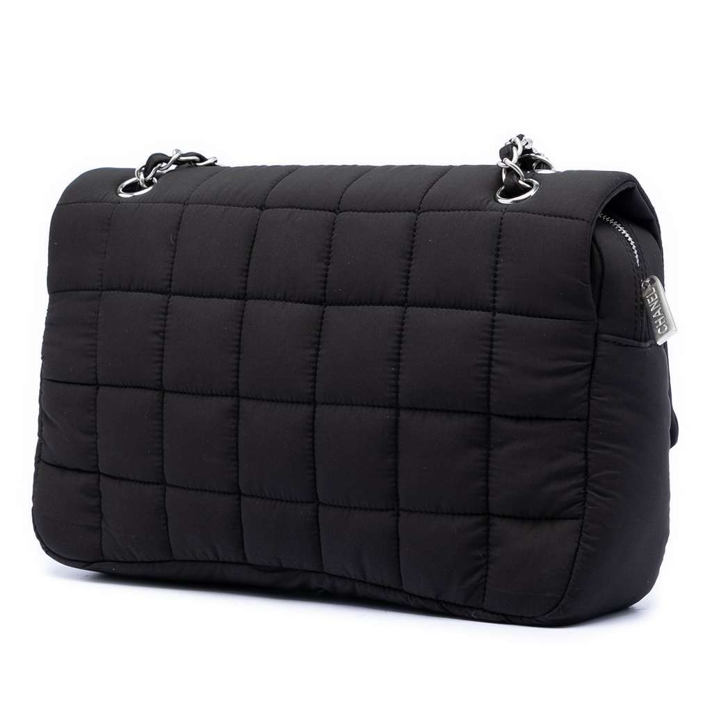 Chanel CC Chocolate Bar Nylon Flap Black Very good condition - Back View