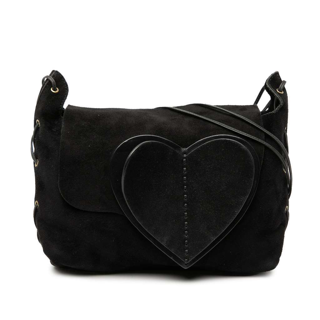 Gucci Suede Heart Crossbody Black Leather Very good - Front View