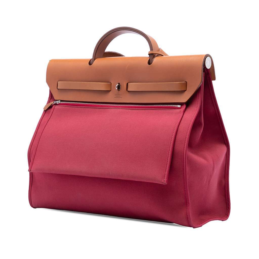Hermès Toile Herbag Zip 39 Red Canvas Very good condition - Back View