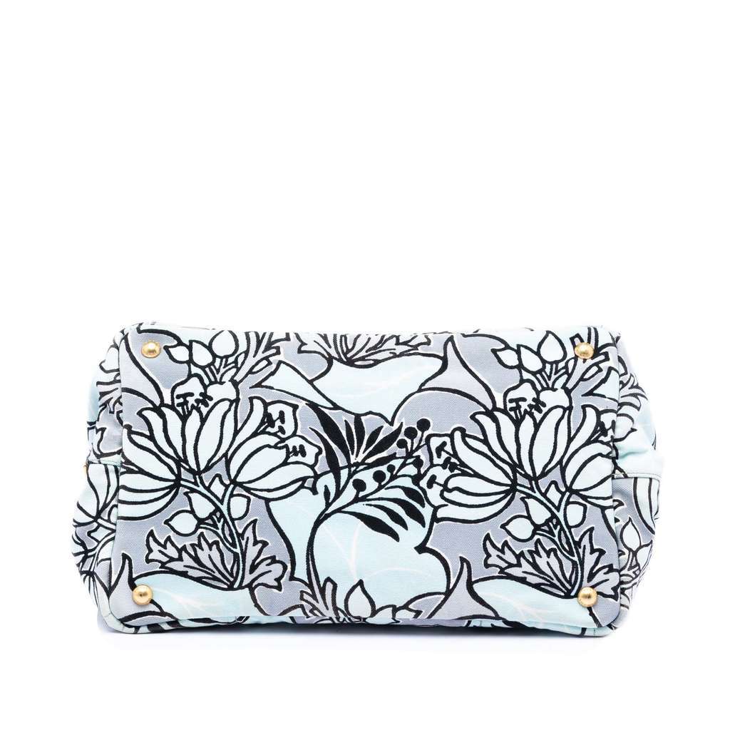 Prada Medium Floral Printed Canvas Canapa Satchel Blue Canvas Very good - Inside View