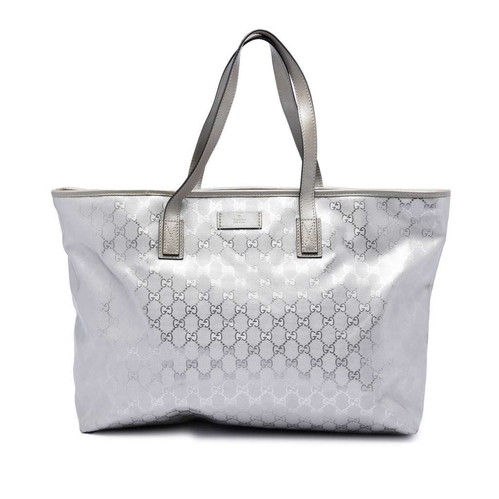 Gucci Large GG Imprime Tote Silver Canvas Very good condition - Front View