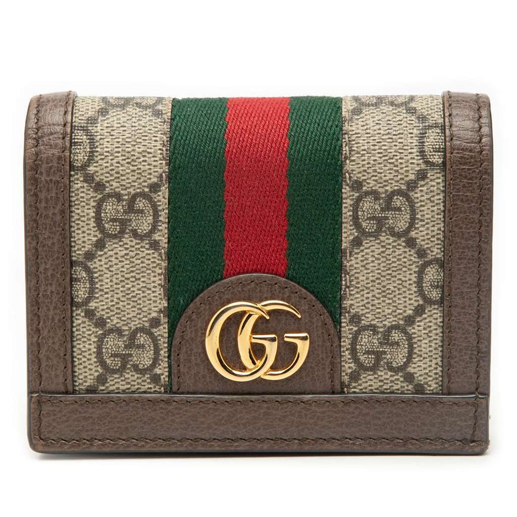 Gucci GG Supreme Ophidia Web Small Wallet Beige Canvas Very good condition - Front View