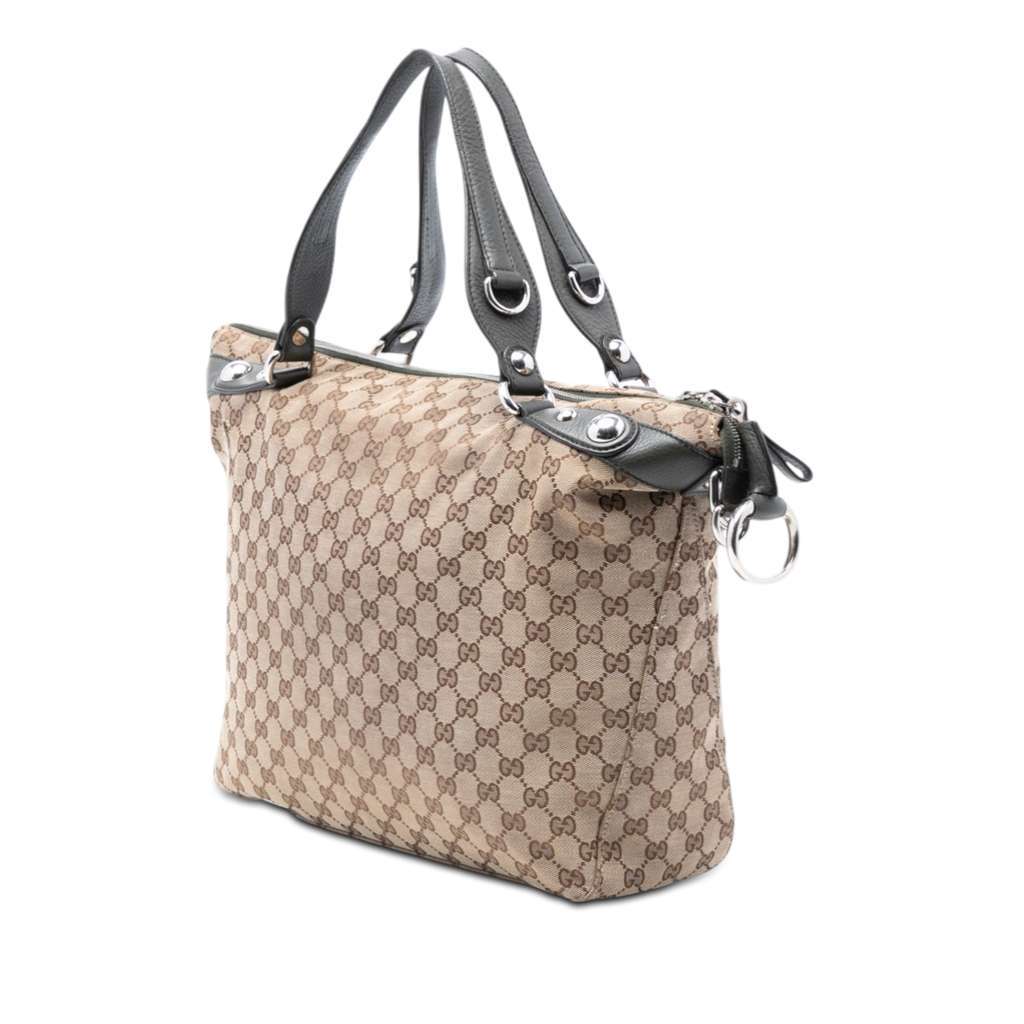 Gucci Large GG Canvas Icon Bit Satchel Beige Canvas Very good condition - Back View