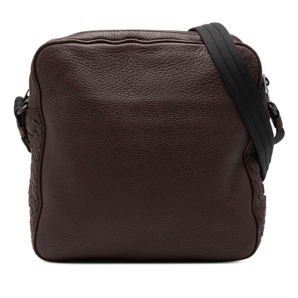 Bottega Veneta Intrecciato Trimmed Nappa Messenger Bag Brown Leather Very good condition - Front View