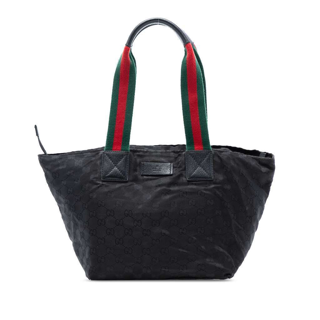 Gucci GG Canvas Web Tote Black Canvas Very good - Front View