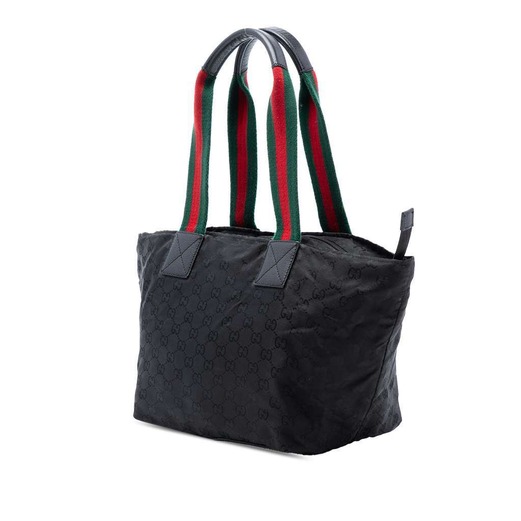 Gucci GG Canvas Web Tote Black Canvas Very good - Back View