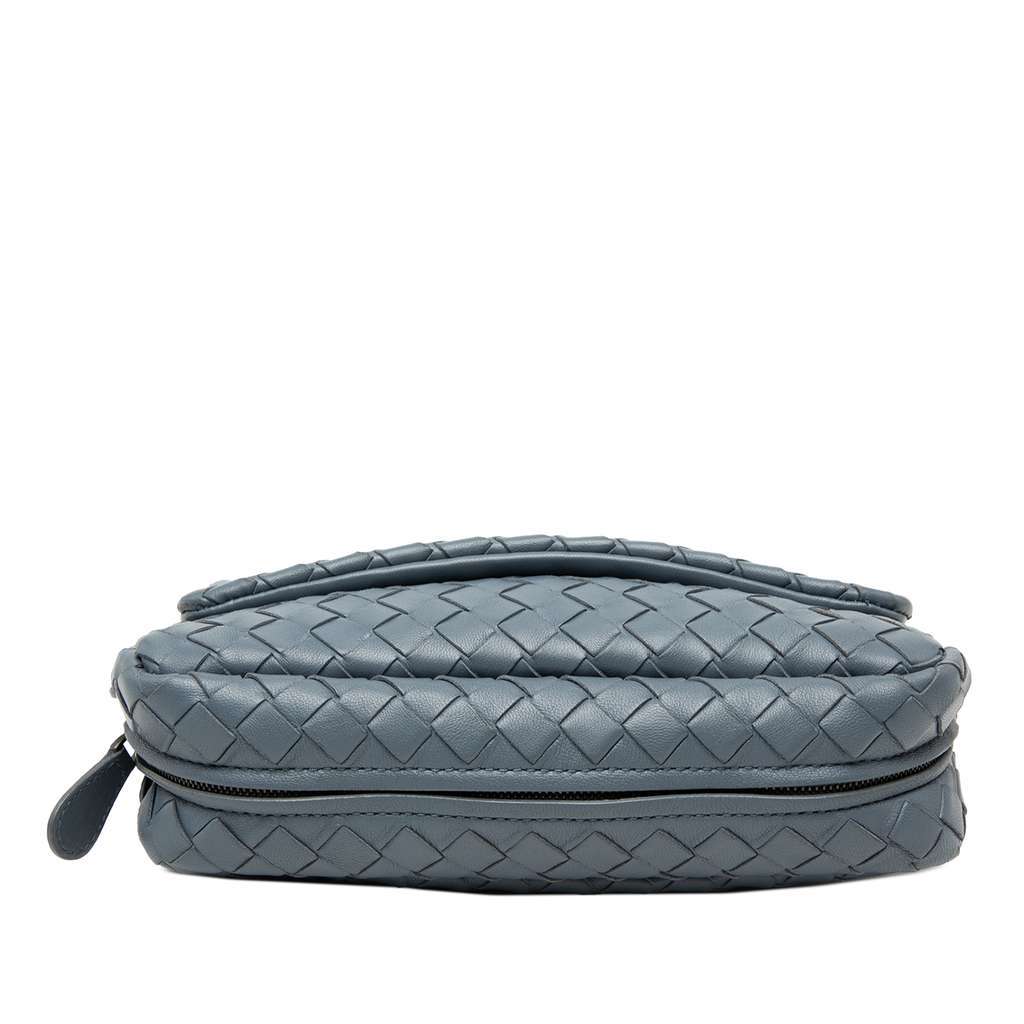 Bottega Veneta Mini Nappa Intrecciato Expandable Chain Flap Crossbody Blue Leather Very good - Inside View