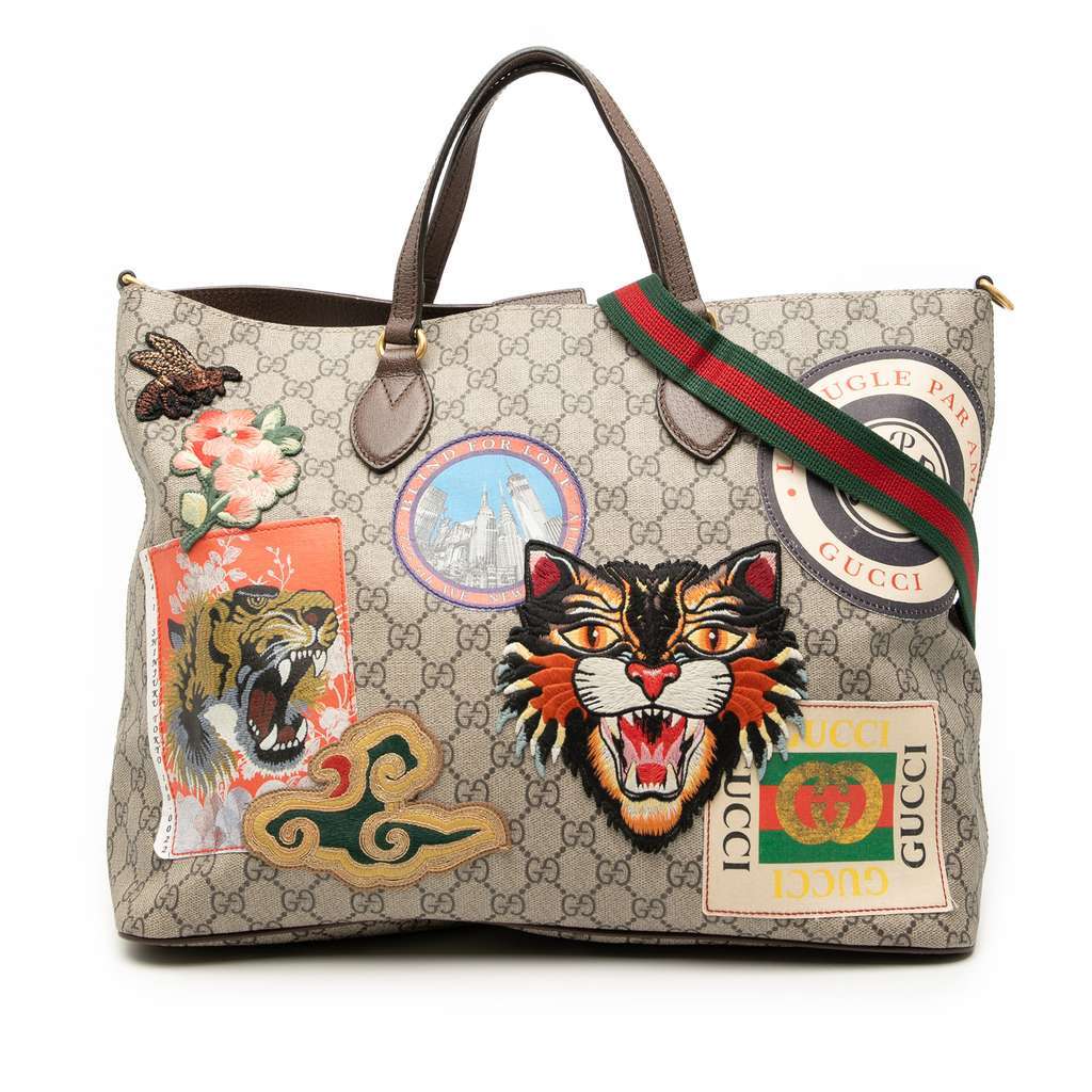Gucci Medium GG Supreme Courrier Soft Tote Beige Very good condition - Front View