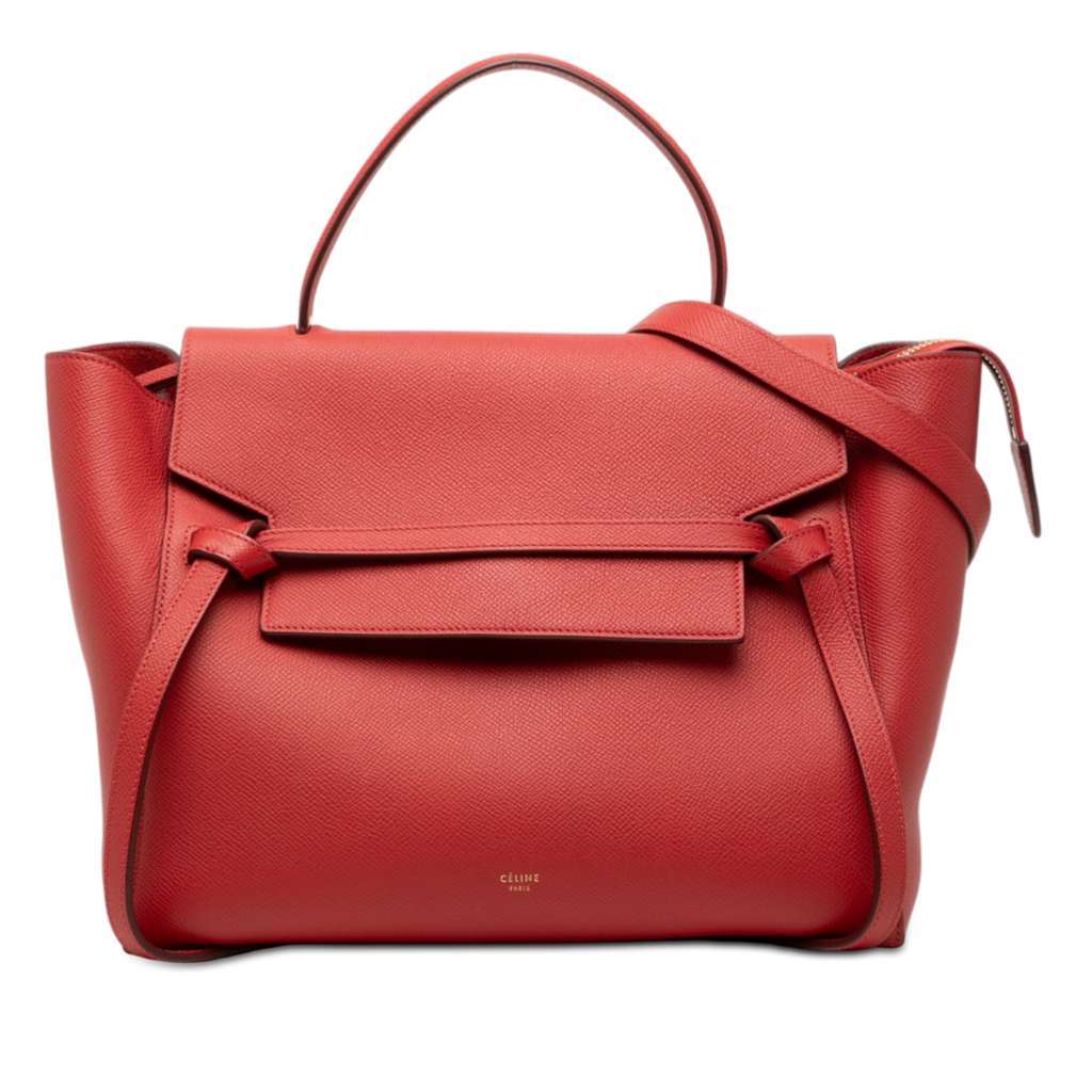 Celine Mini Leather Belt Bag Satchel Red Leather Very good - Front View