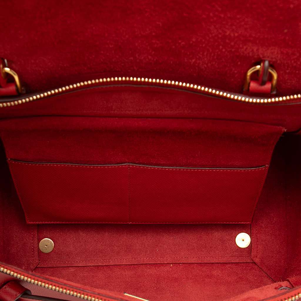 Celine Mini Leather Belt Bag Satchel Red Leather Very good - Model View