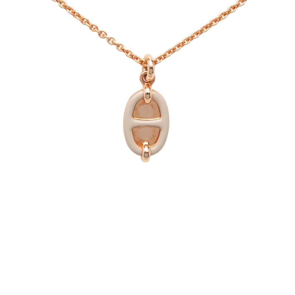 Hermès Mini Rose Gold Plated Maillon Pendant Necklace Gold Metal Very good - Front View
