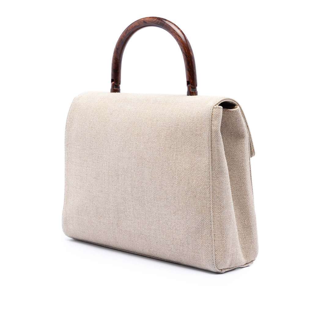 Chanel Medium Canvas Kelly Top Handle Bag Brown Canvas Very good condition - Back View