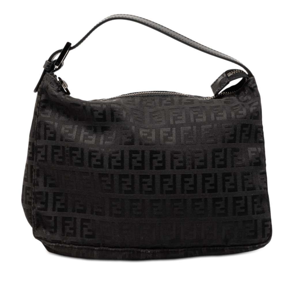 Fendi Zucchino Canvas Handbag Black Canvas Very good - Front View