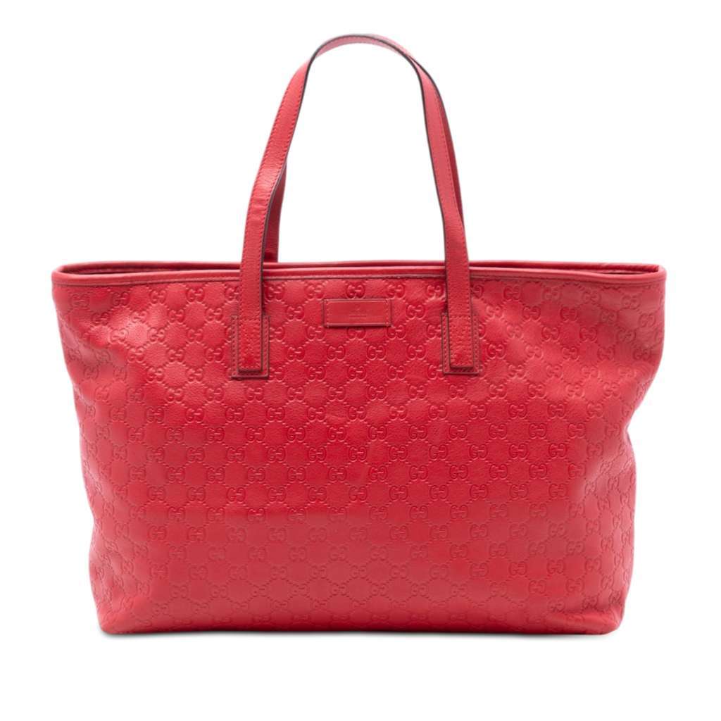 Gucci Large Guccissima Tote Red Leather Very good - Front View
