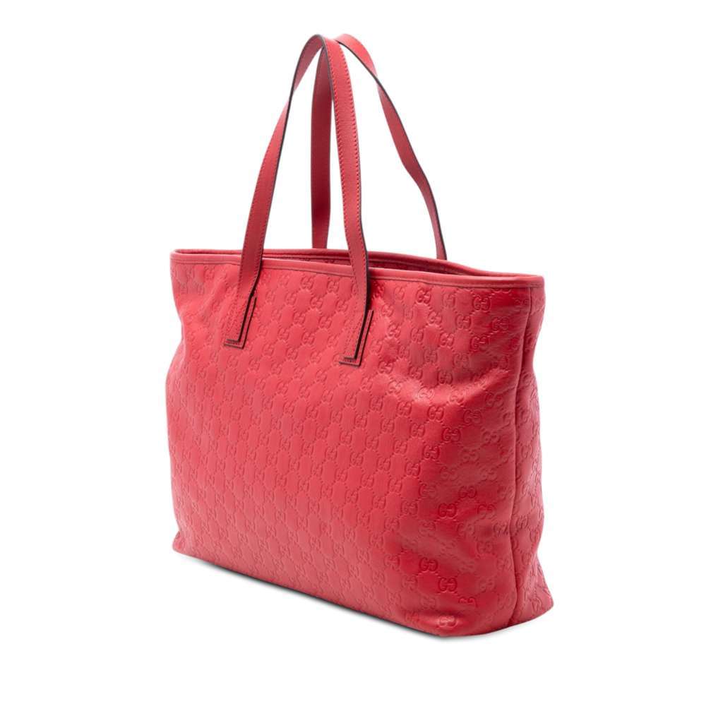 Gucci Large Guccissima Tote Red Leather Very good - Back View