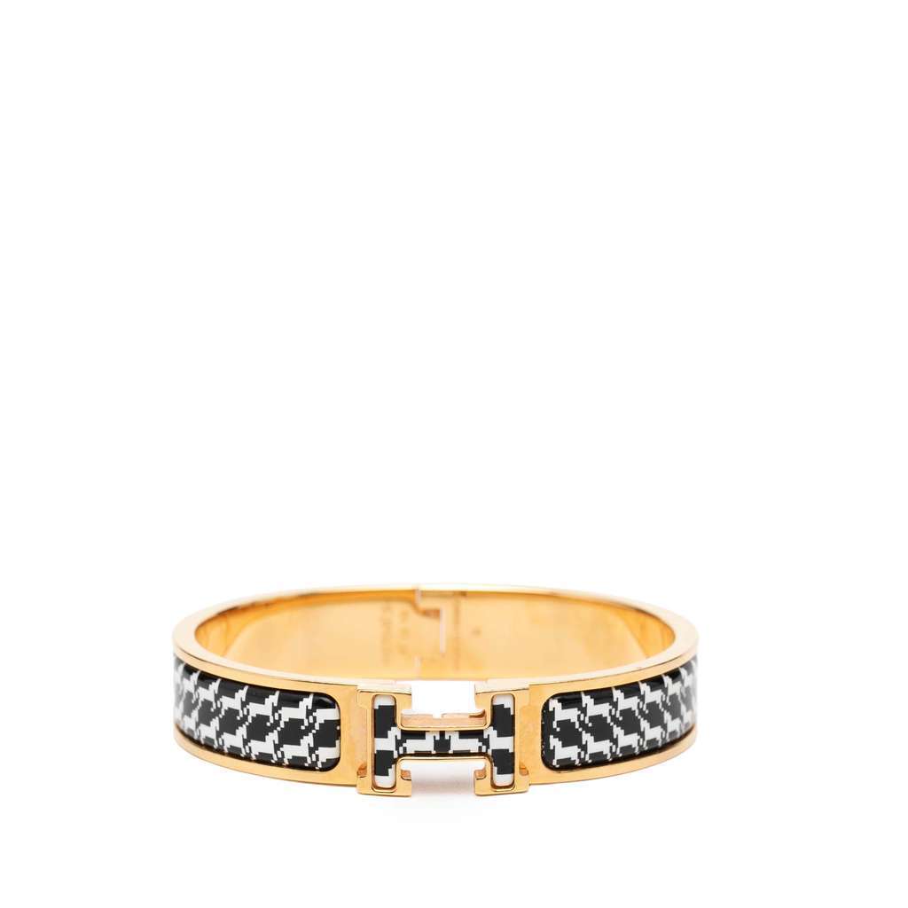 Hermès Narrow Enamel Cheval Pixel Clic H Bracelet PM Black Very good - Front View