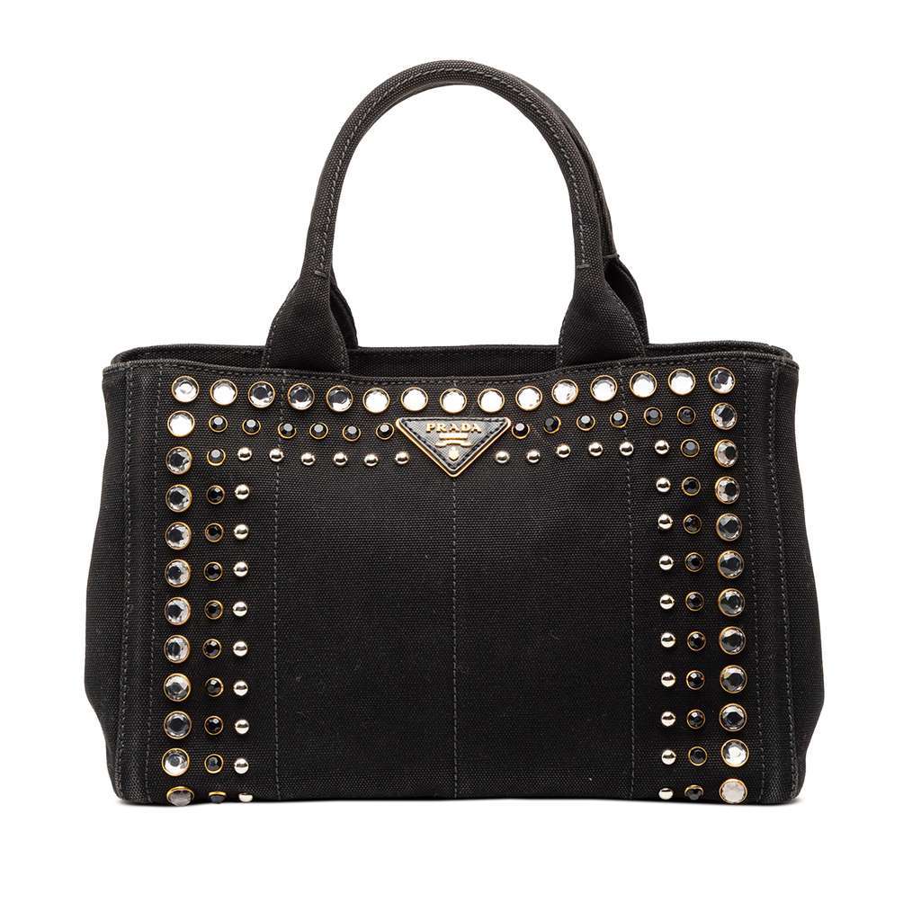 Prada Small Canvas Canapa Bijoux Satchel Black Canvas Very good condition - Front View