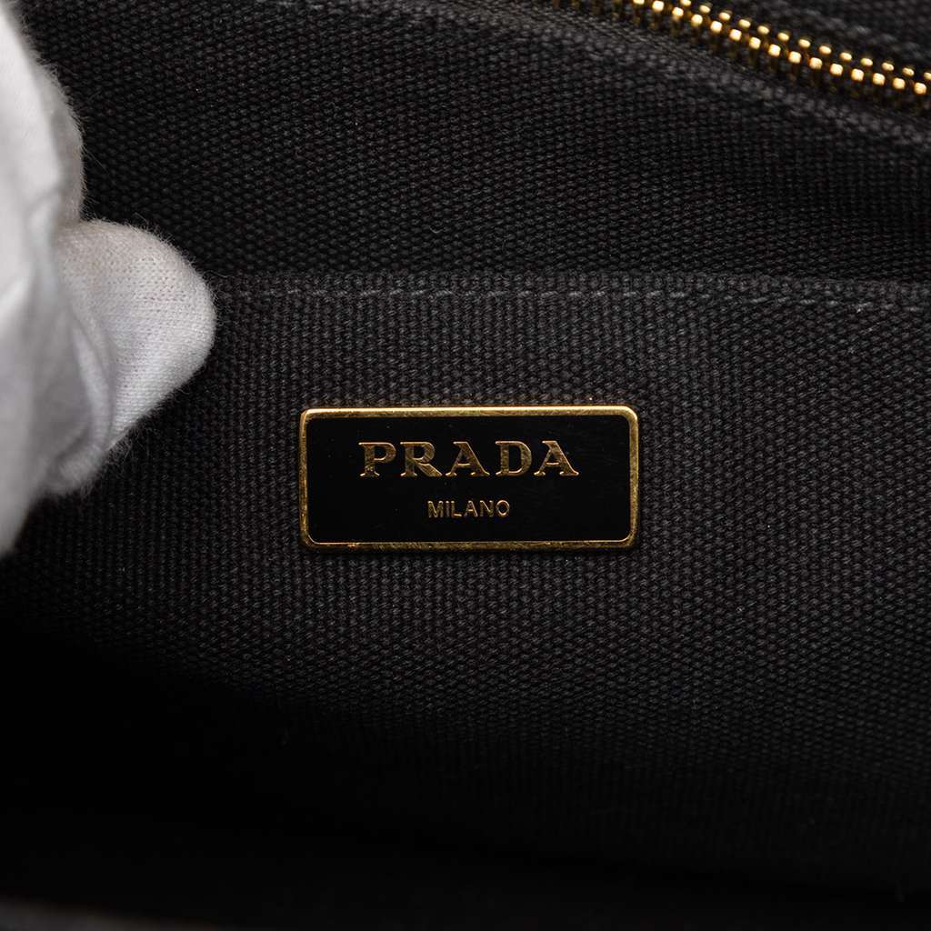 Prada Small Canvas Canapa Bijoux Satchel Black Canvas Very good condition - Box View