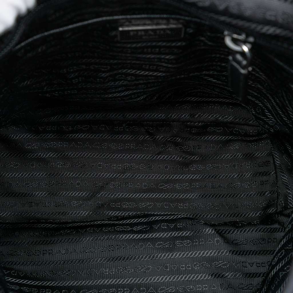 Prada Saffiano Trimmed Tessuto Drawstring Backpack Black Very good condition - Model View