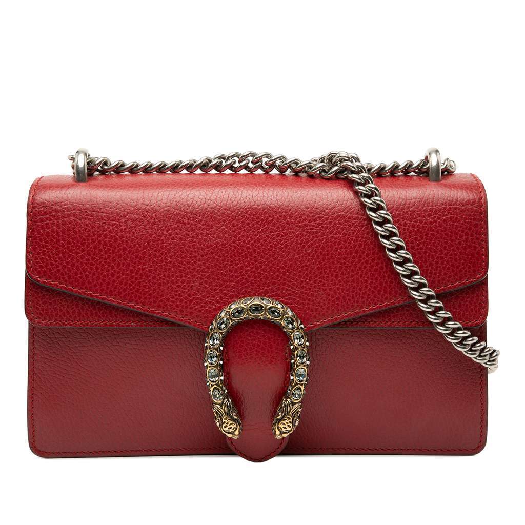 Gucci Medium Leather Dionysus Shoulder Bag Red Leather Very good condition - Front View