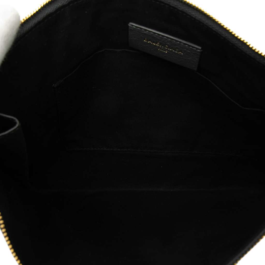 Balenciaga Lambskin Motocross Classic Zip Around Flat Clutch Grey Leather Good condition - Model View