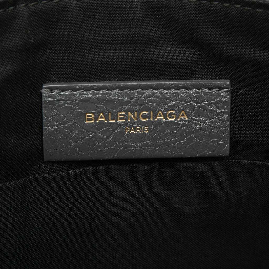 Balenciaga Lambskin Motocross Classic Zip Around Flat Clutch Grey Leather Good condition - Box View