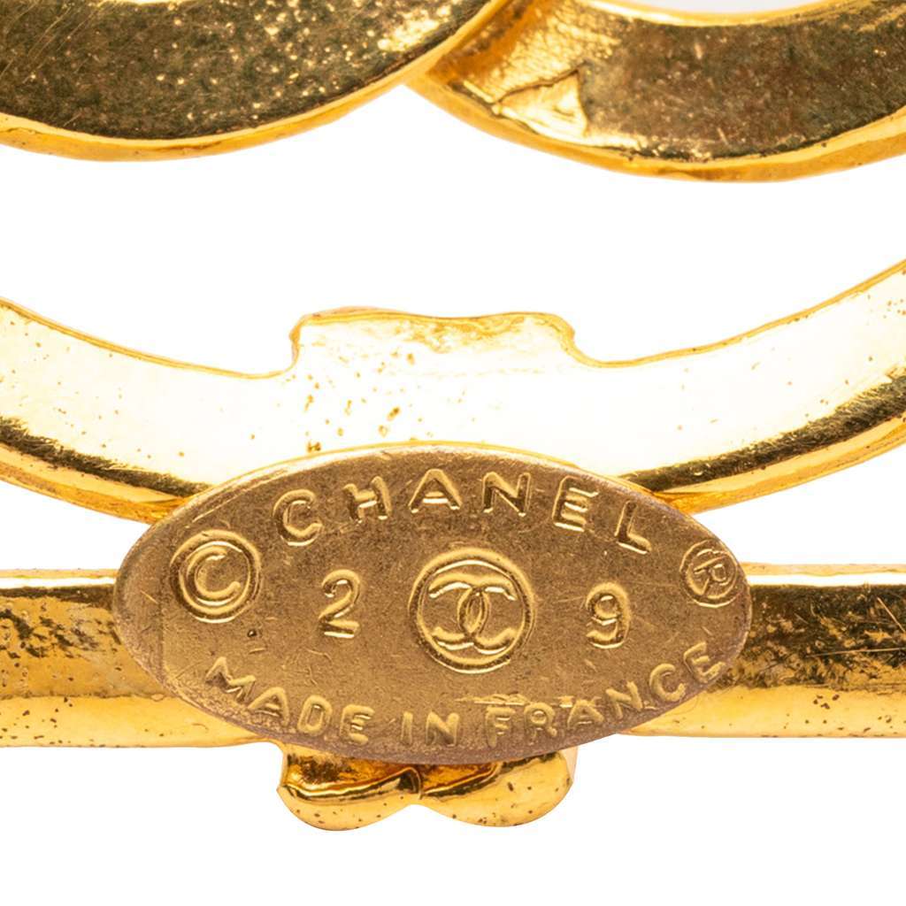 Chanel CC Gold Plated Square Brooch Gold Metal Very good - Inside View