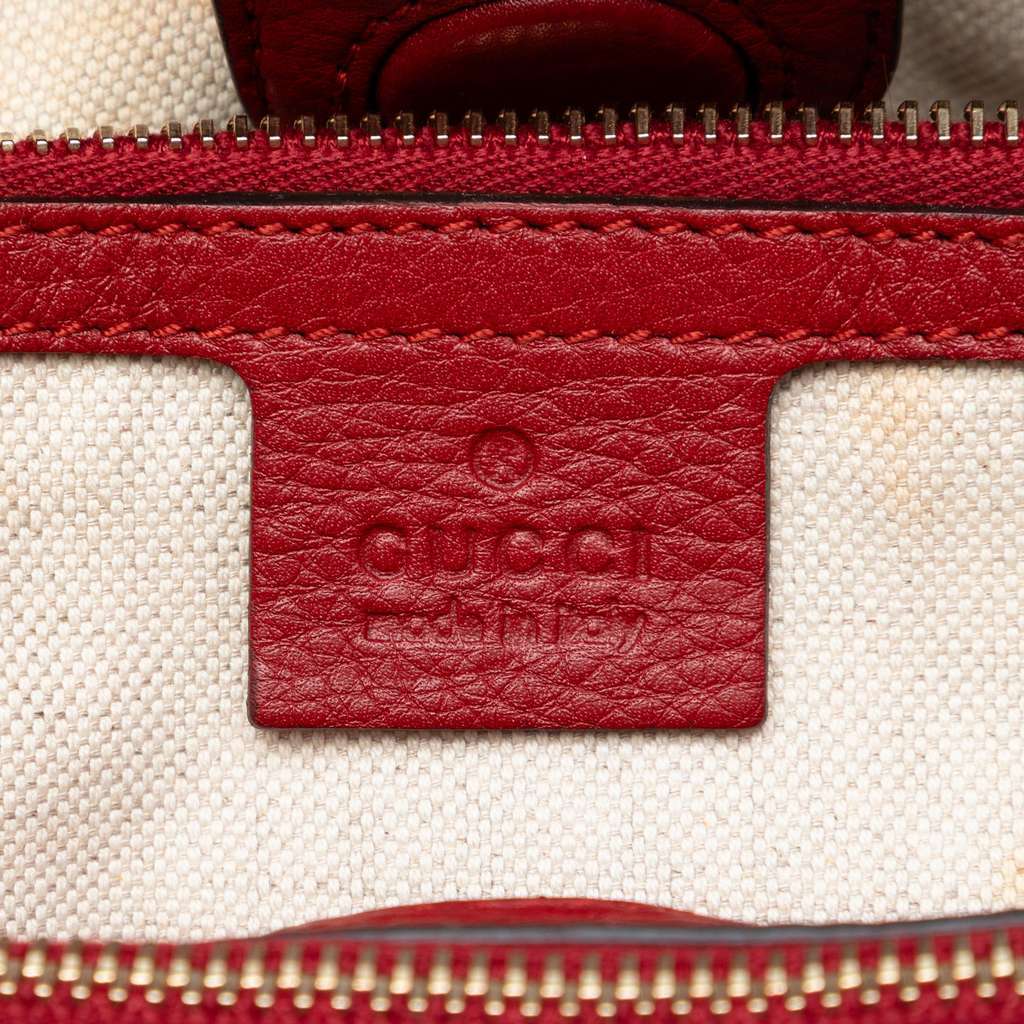 Gucci Medium Calfskin Bamboo Shopper Satchel Red Leather Very good condition - Box View