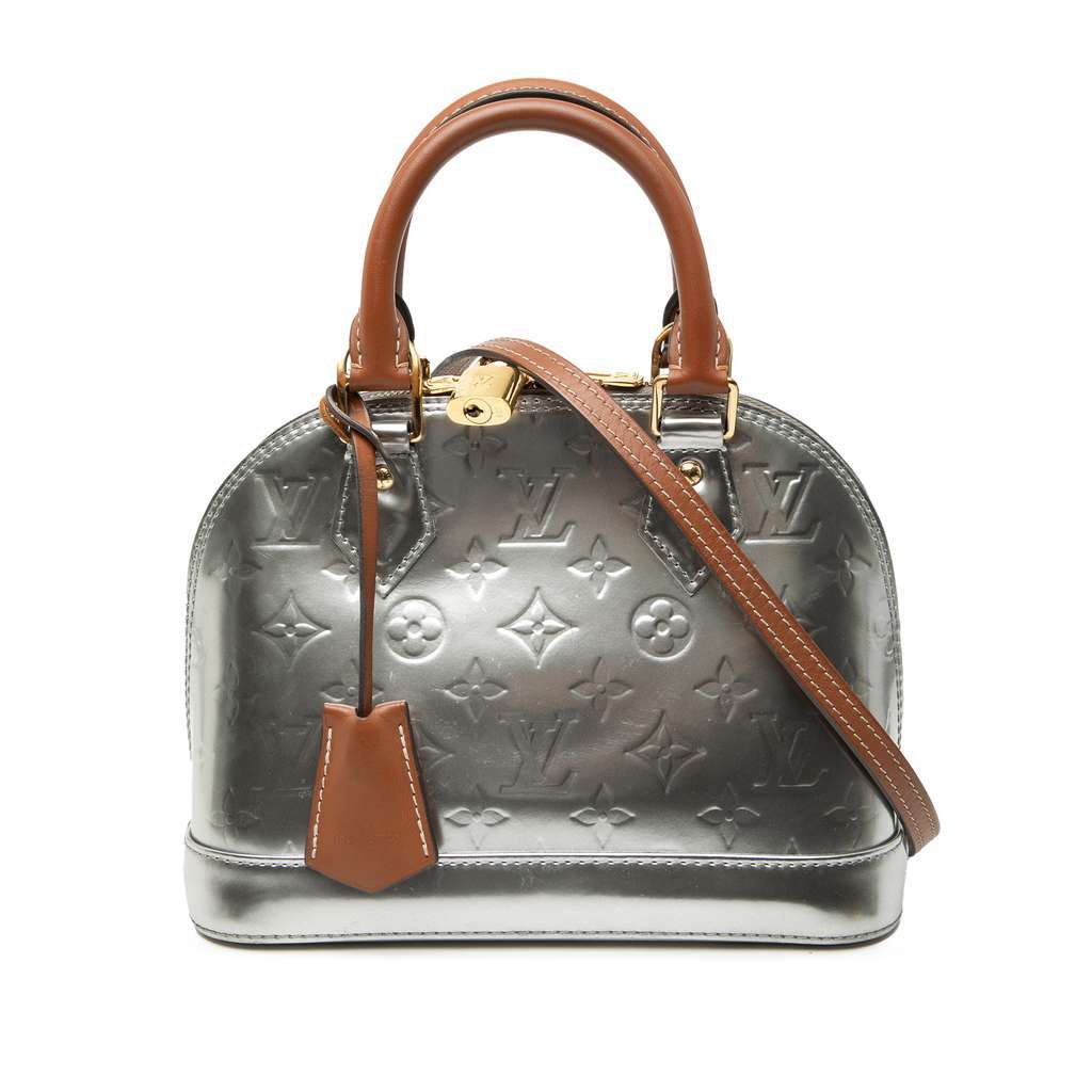 Louis Vuitton Monogram Vernis Alma BB Silver Leather Good - Front View