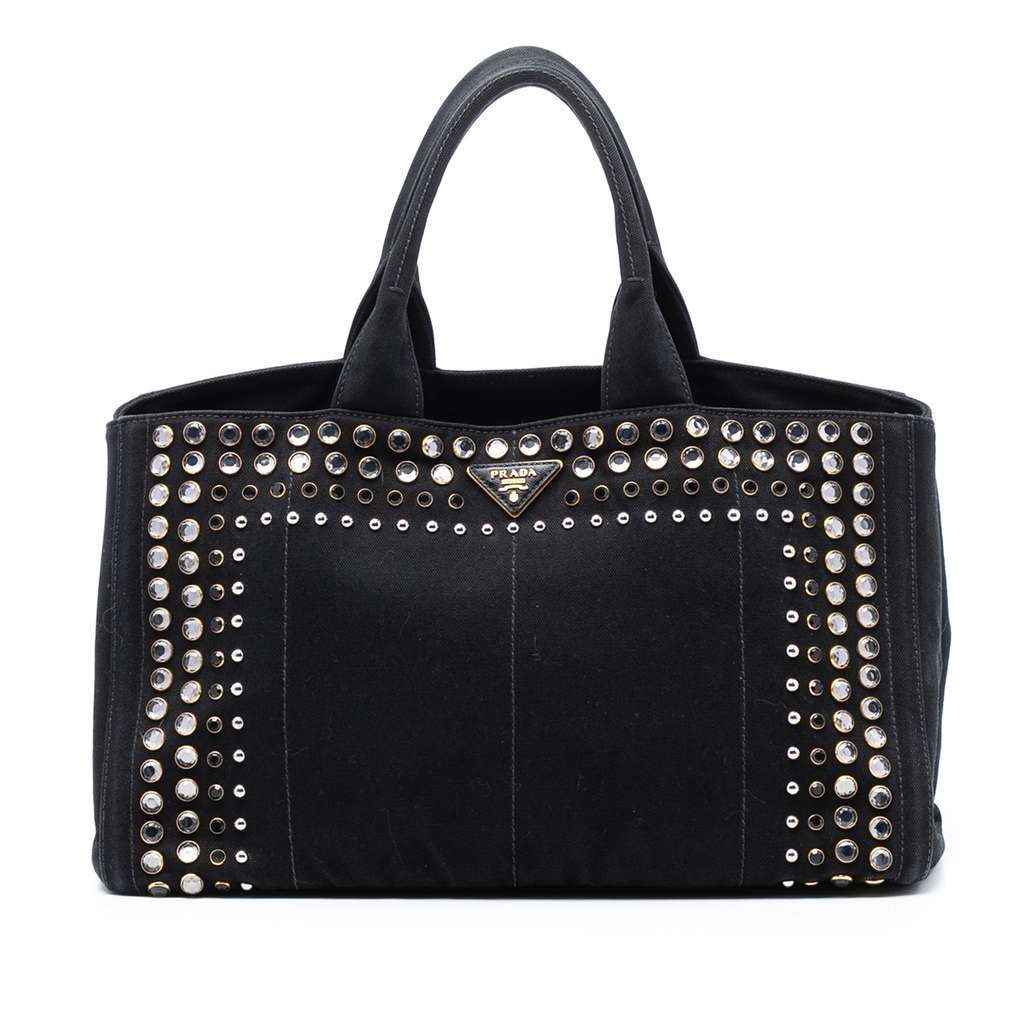 Prada Large Canvas Canapa Bijoux Satchel Black Canvas Very good condition - Front View