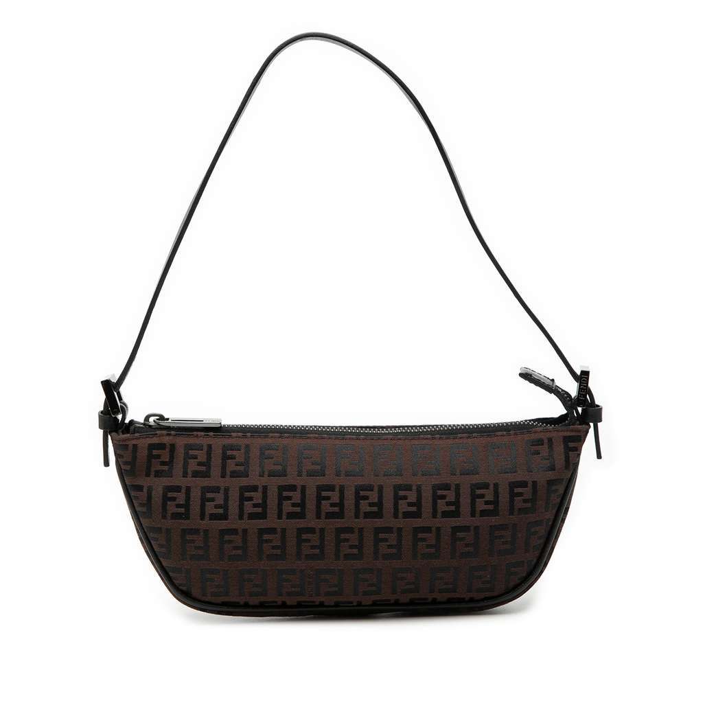 Fendi Zucchino Canvas Half Moon Pochette Brown Canvas Very good - Front View