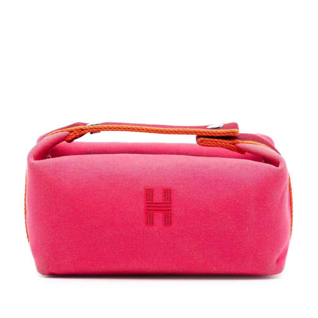 Hermès Small Toile Bride A Brac Case Pink Canvas Very good - Front View