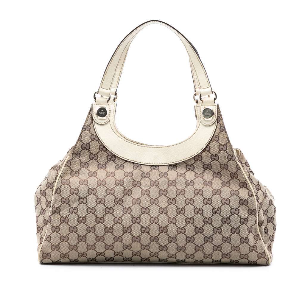 Gucci Medium GG Canvas Charmy Shoulder Bag Beige Canvas Very good condition - Front View