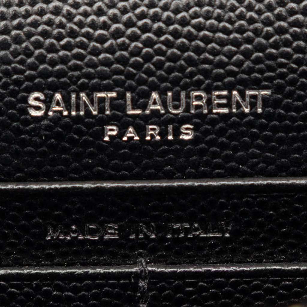Saint Laurent Grain De Poudre Cassandre Envelope Chain Wallet Black Leather Very good condition - Box View