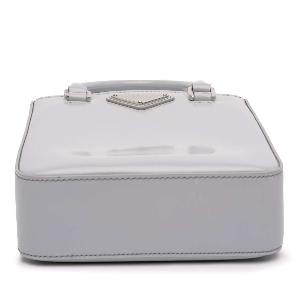 Prada Small Leather Brushed Tote Grey Leather Very good - Inside View