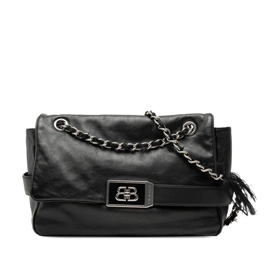 Balenciaga Medium Leather Modu Shoulder Bag Black Leather Very good - Front View
