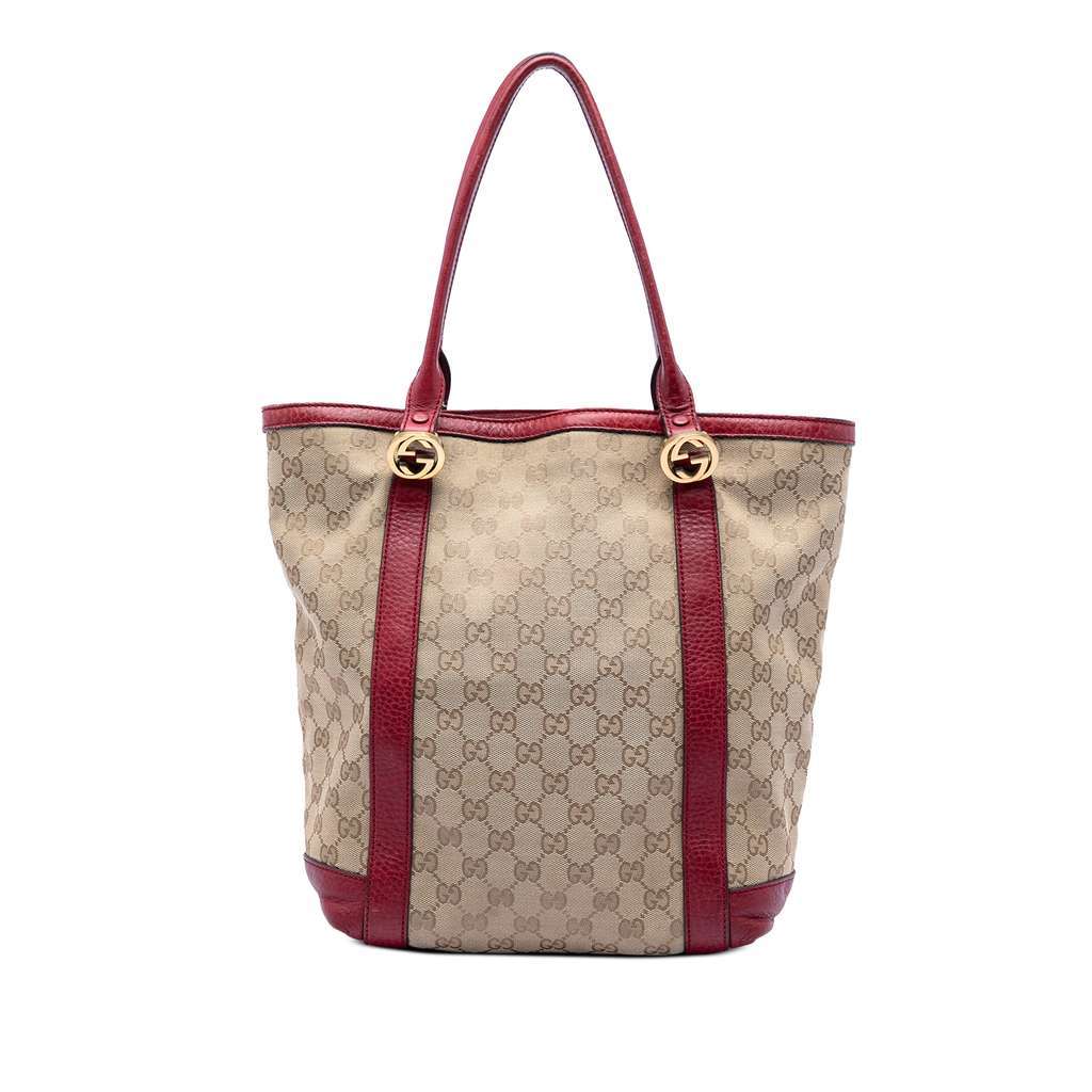 Gucci GG Canvas Twins Tote Beige Canvas Very good - Front View