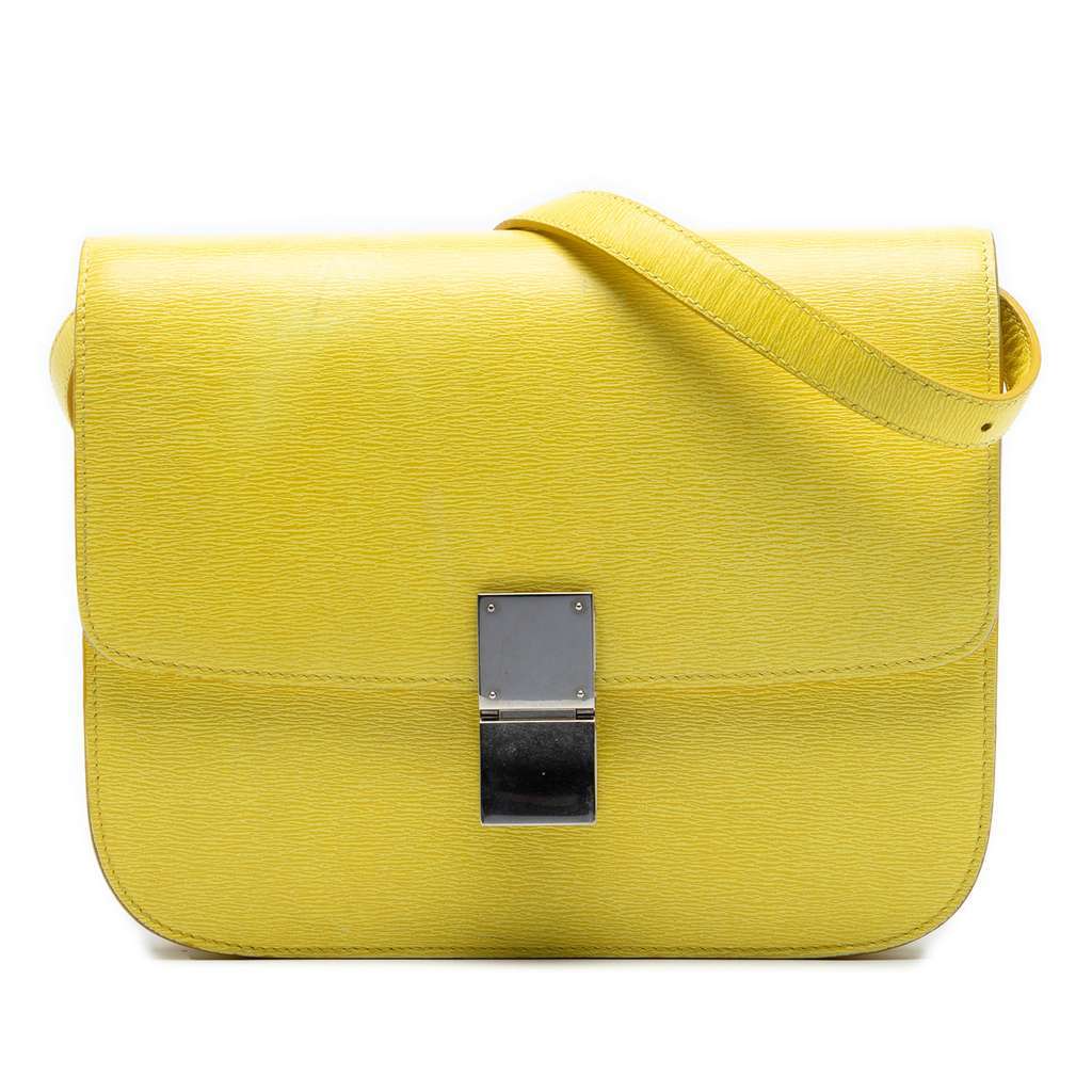 Celine Medium Calfskin Classic Box Yellow Leather Very good - Front View