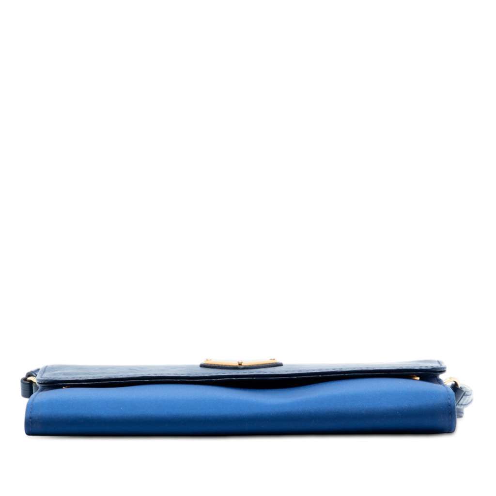 Prada Vitello Move and Tessuto Wallet On Strap Blue Very good - Inside View