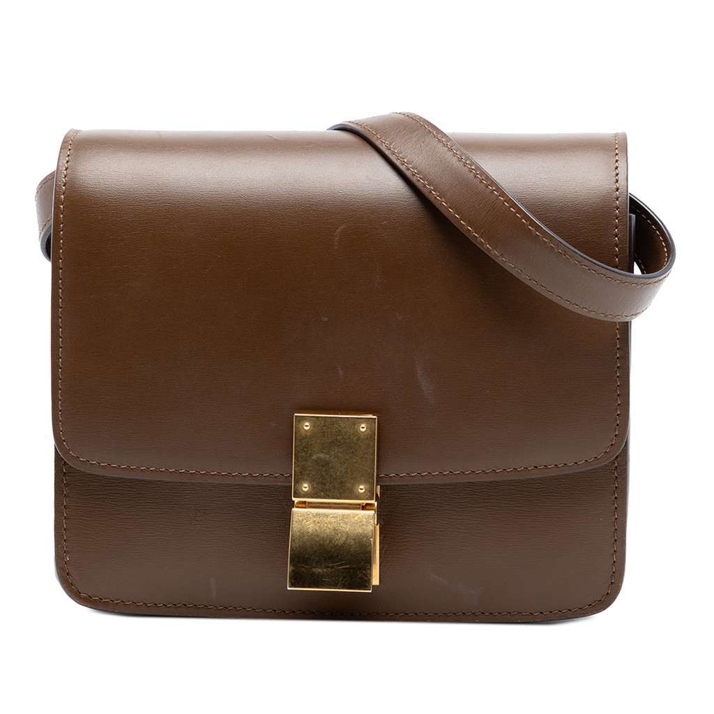 Celine Small Calfskin Classic Box Brown Leather Very good condition - Front View