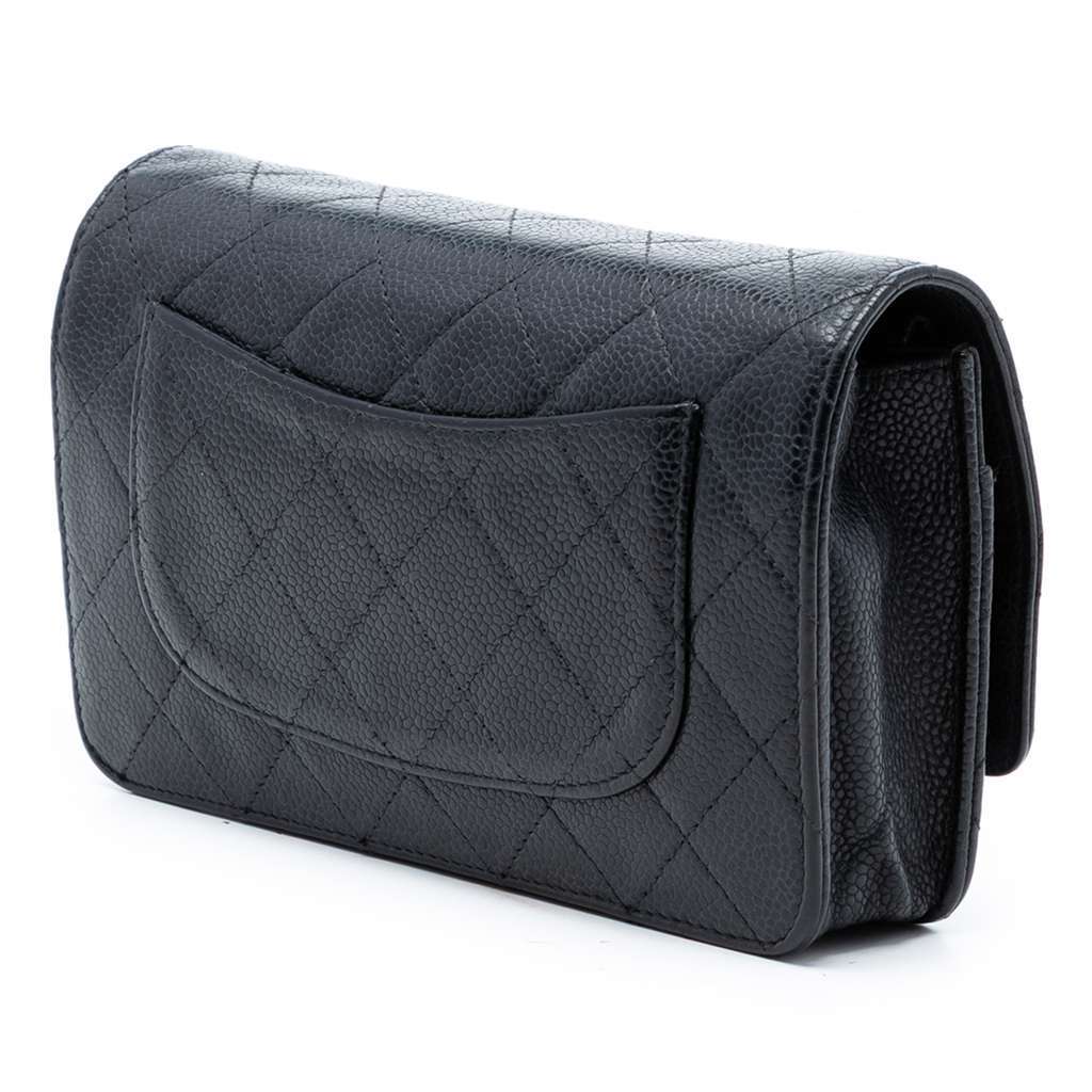 Chanel CC Quilted Caviar Wallet on Chain Black Leather Very good condition - Back View