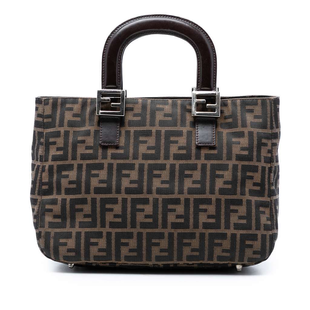 Fendi Small Zucca Canvas Twins Tote Brown Canvas Very good condition - Front View