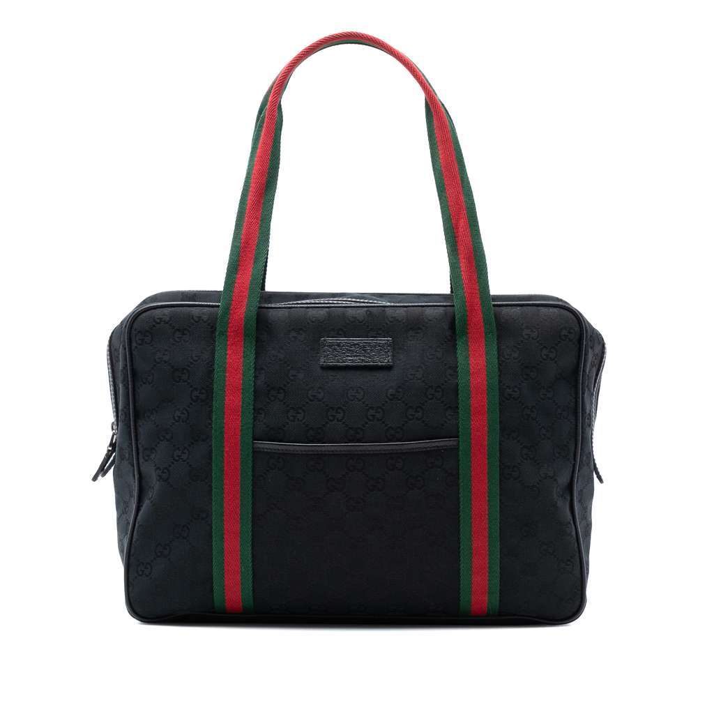 Gucci GG Canvas Web Business Bag Black Canvas Very good condition - Front View