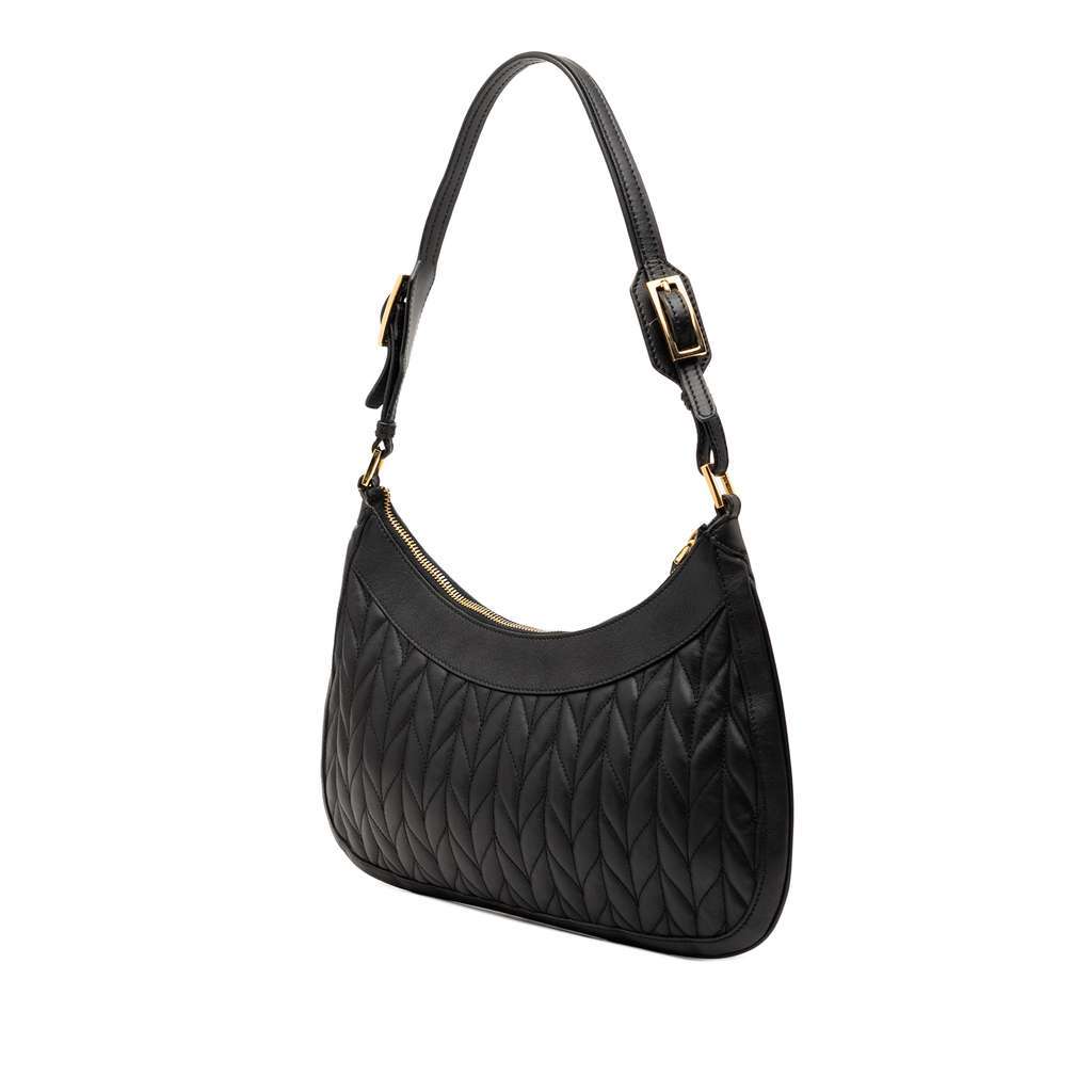 Gucci Quilted Calfskin Jackie Shoulder Bag Black Leather Very good condition - Back View