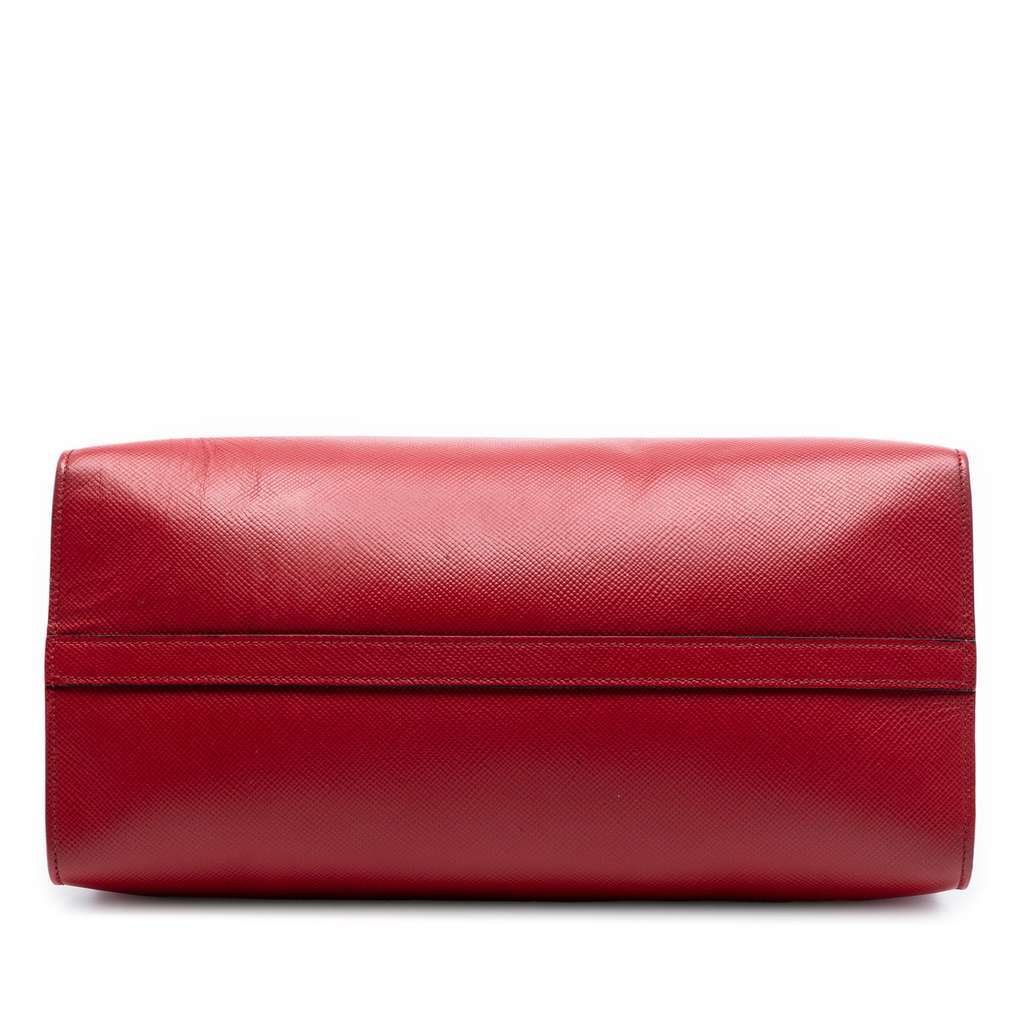 Prada Medium Saffiano Cuir Monochrome Top Handle Tote Red Leather Good - Inside View